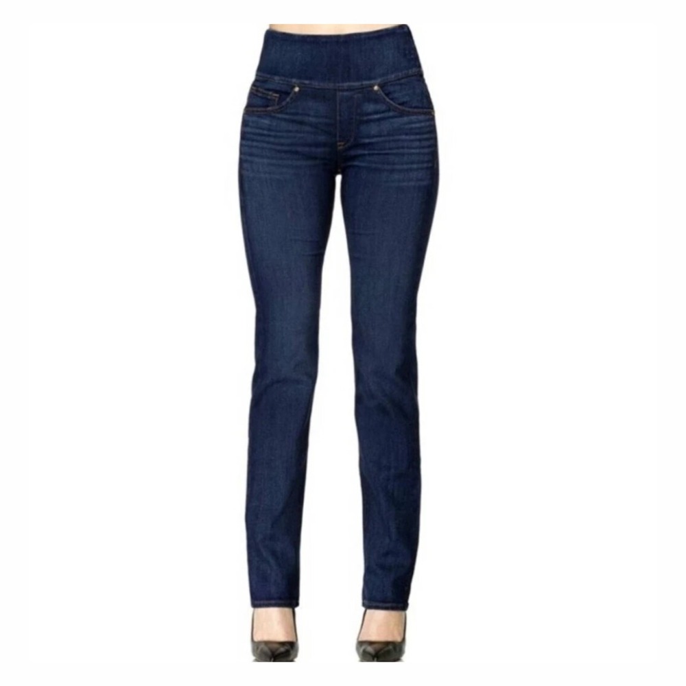 SPANX Jeans Women's Sz 32 Blue Dark Wash The Signature Straight Pull On Stretch